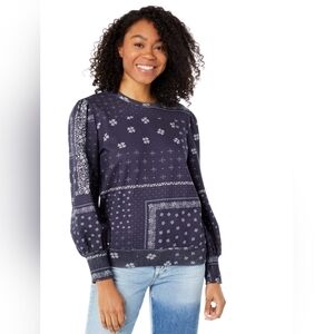 Adriano Goldschmied NEW Hailey Sweatshirt Bandana Print Navy XS